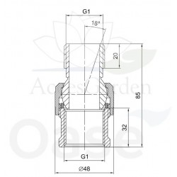 Oase-51165 Przegub kulowy do dysz fontannowych z gwintem 1" i możliwością regulacji  +-18 stopni