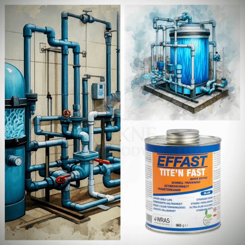 Effast TITE'N FAST 965 ml - Klej do PCV Szybkoschnący do instalacji basenowych i przemysłowych