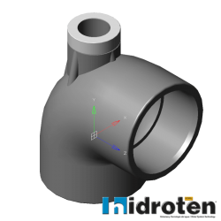 Kolano  do montażu odpowietrzacza PVC-U AIR 90° D-50x1/2" Hidroten KW-KW Kształtki PVC-U Wysokiej Jakości rysunek 3d